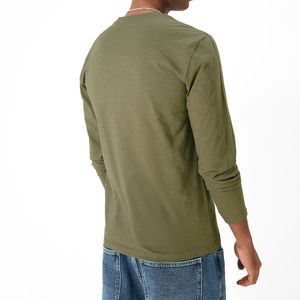 Camiseta Lisa de Manga Larga para Hombre, al por Mayor, Tejido de Algodón Transpirable, Cuello Redondo, Logotipo Personalizado, Alta Calidad - Product Image 4