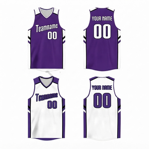 Maillot de basketball respirant pour homme, sublimé, personnalisé, séchage rapide, 100 % polyester, maille, col en V, sans manches, léger - Product Image 1