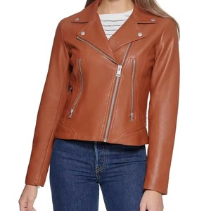Veste en cuir pour femme, design personnalisé, véritable peau de mouton, style motard, coupe ajustée, vêtement d'extérieur streetwear, doublure en coton - Product Image 3