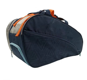2026 Navy Blue Nylon Tennis Racket Bag with Orange Accents Zipper Closure Water Resistant 30-<b>40L</b> Capacity Sports <b>Backpack</b> - Product Image 6