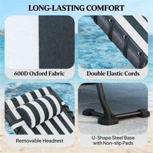 Chaise longue d'extérieur bleue et blanche pour bronzer et profiter du jardin - Product Image 2