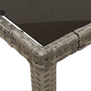 ชุดโต๊ะรับประทานอาหารในสวน ทำจากเหล็กเคลือบสีฝุ่นและกระจกนิรภัย พร้อมหวายเทียมสีเทา PE - Product Image 6