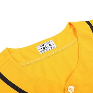 เสื้อเบสบอลผ้าโพลีเอสเตอร์ตาข่ายสีมัสตาร์ดทอง เสื้อซ้อมกีฬาติดกระดุม สไตล์ฮิปฮอป สตรีทแวร์ ชุดยูนิฟอร์ม แต่งขอบตัดสี - Product Image 4