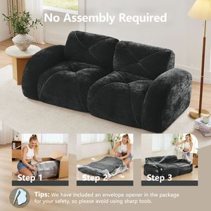 Sofá de Terciopelo Acolchado de 2 Plazas con Diseño Antideslizante en la Base, Esponja Ergonómica de Alta Densidad 32D sin Hueso - Product Image 4