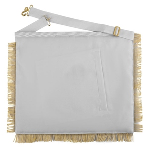 Delantal Masónico del Rito Escocés de 33 Grados, Bordado a Mano y Personalizado, de Cuero con Flecos de Hilo Dorado Blanco y Águila de Dos Cabezas - Product Image 3