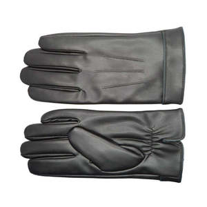 Women's Beige Leather <b>Touchscreen</b> <b>Gloves</b> Wrist-Length Full Finger Split Cuff Cashmere Lined Casual Daily Use Soft Grain Palm - Product Image 3