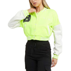 Veste universitaire courte pour femme, très vendue, de haute qualité, respirante, en laine et coton, avec broderie personnalisée, manches longues - Product Image 2