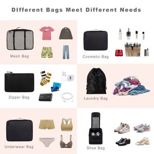 Cheap 6 Pcs Compression Luggage Set <b>Suitcase</b> Organizers Organizer Grey Personal Packing Cubes Travel Bag - Product Image 3