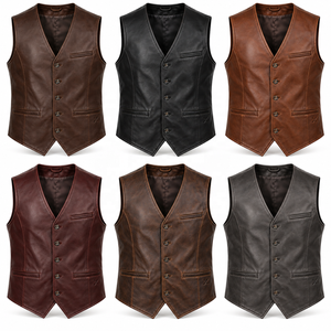 Men's Classic Leather Vests | Grey Black Burgundy Brown | OEM ODM Manufacturer | Premium Design Quality | - Product Image 5