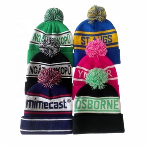 High Quality 100% Acrylic Jacquard Unisex Beanie 3D Embroidery Custom Logo Geometric Pattern Winter Warm Bobble Pom Pom Designer - Product Image 5