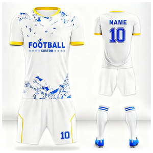 Wholesale Price Men Soccer Jersey Set <b>Short</b> Sleeve Crew Neck Moisture Wicking Polyester Color Blocked Team Wear with OEM Service - Product Image 3