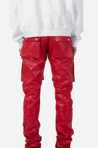 Pantalones de Cuero Apilados de Último Diseño a Bajo Precio, Pantalones de Cuero Apilados Personalizados de Longitud Completa para Hombre - Product Image 3