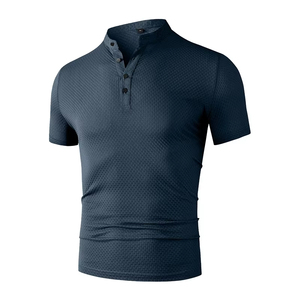 Camiseta de Hombre de Diseño Nuevo, Profesional, Informal de Negocios, Manga Corta, con Estampado de Flores, Color Sólido, Estilo Polo, Transpirable - Product Image 3
