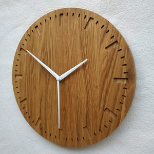 Hand Crafted Round Wooden Wall <b>Clock</b> Analog Quartz Minimalist Design Silent For Living Room - Product Image 5