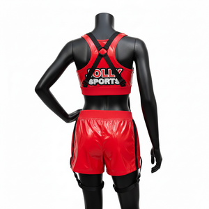 Conjunto de Bikini para Mujer, 180 GSM, Poliéster y Spandex, Brillante, Rojo y Negro, Paneles de Malla, Transferencia Térmica, Logotipo Personalizado - Product Image 2