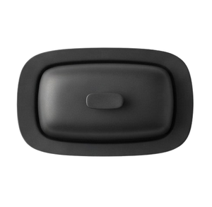 Beurrier noir minimaliste avec couvercle, forme ovale, pour la conservation de la fraîcheur, vaisselle de cuisine - Product Image 4