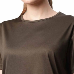 T-shirt pour homme en coton 100% respirant, couleur olive unie, col rond, manches courtes, logo sur le devant, décontracté pour l'hiver - Product Image 6