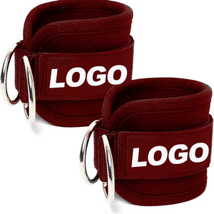 Custom Heavy Duty Adjustable <b>Ankle</b> Straps with Neoprene Padding and D Ring for Fitness Training - Product Image 1