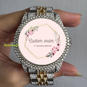 Montre Moissanite entièrement sertie pour homme, clarté VVS, mouvement mécanique, bijoux de fête hip-hop pour rappeur - Product Image 1