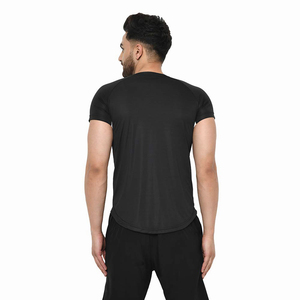 <b>Men's</b> <b>Black</b> Short Sleeve O-Neck <b>Slim</b> <b>Fit</b> Quick Dry Sporty T-<b>Shirt</b> Knitted Polyester Solid Color Crew Neck Workout Wear T-<b>Shirt</b> - Product Image 1