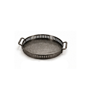 Bandeja Redonda de Metal para Servir con Asas, Acabado en Aceite, Uso Decorativo Residencial - Product Image 1