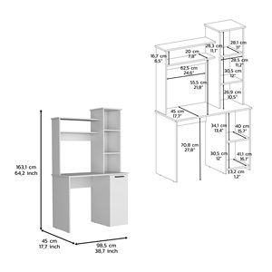 Scrivania per computer Muncy nera con ampia superficie di lavoro, armadietto a porta singola e contenitore a 3 ripiani - Product Image 6