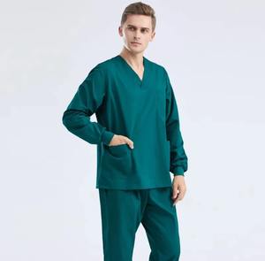 Ensemble de blouses d'infirmière unisexe en coton et polyester, uniforme médical de qualité, hauts et pantalons en coton et polyester pour femmes, col en V uni, tenue de travail - Product Image 6