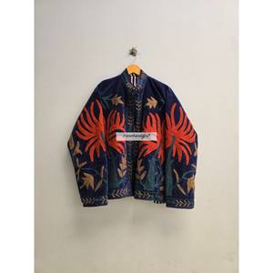 เสื้อแจ็คเก็ตกำมะหยี่ขายส่ง ปักลายต้นปาล์ม สไตล์โบฮีเมียนเก๋ไก๋ มีกระเป๋าข้างสองข้าง เสื้อแจ็คเก็ตลำลองสำหรับผู้หญิง เสื้อคลุมซูซานี - Product Image 5