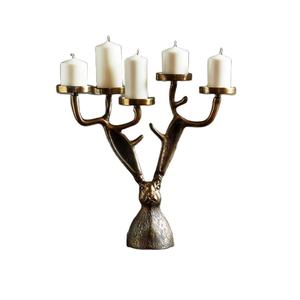 ที่วางเทียนรูปหัวกวางเรนเดียร์ที่วางเทียนแบบสองแขนตกแต่งบ้านการหล่ออลูมิเนียม - Product Image 1