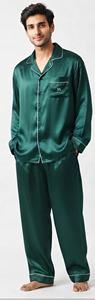 Ensemble de pyjama en soie 100% pour homme, streetwear d'hiver, vêtements de nuit en satin de qualité supérieure, coupe ample, vêtements de détente - Product Image 4