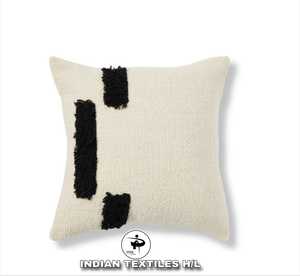Tufted Boho Wool Cushion Cover By Indian Textiles H/L Handwoven Decorative <b>Throw</b> <b>Pillow</b> Luxury Boho <b>Pillow</b> - Product Image 1