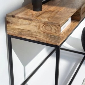 Console à un tiroir Vandana Lunaris Astra en rotin, meuble d'appoint moderne en osier naturel - Product Image 5