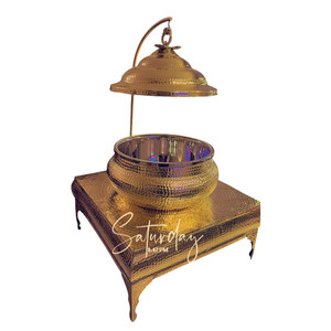Cubierta de latón de tres estrellas para calentador de alimentos, diseño antiguo hecho a mano en oro, olla interior de acero inoxidable de 5L, para hoteles y restaurantes - Product Image 3