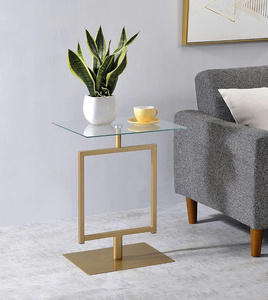 Nordic Gold Glass <b>Side</b> <b>Table</b> Small <b>Square</b> Nightstand Luxury Decorative Corner <b>Table</b> for Living Room Bedroom Hotel <b>Tables</b> Project - Product Image 2