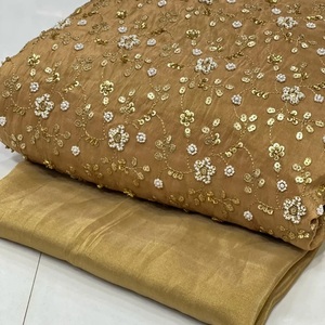 Beaded Embroidery Silk Fabric Wholesale Supplier Beaded Work Silk Fabric Manufacturer India Embroidered Silk Fabric with Beads - Product Image 3