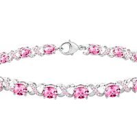 Bracelet tennis élégant en pierre ovale rose avec micro-pavé de diamants, design infini torsadé, luxe premium, idéal pour le quotidien, cadeau