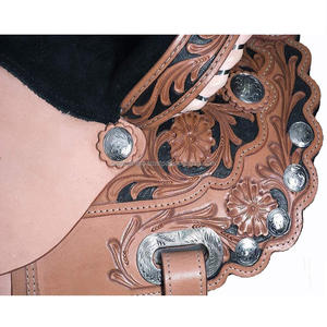 Sillín de equitación exclusivo de alta calidad Western Pleasure Trail con sillín de vaquero cómodo curvado a mano transpirable a granel - Product Image 6