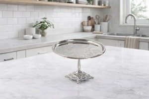Luxury <b>Gold</b> <b>Cake</b> Stand with Silver Finished Designer <b>Top</b> Ideal for Gifting Weddings Birthdays Events And Premium Dessert Display - Product Image 6