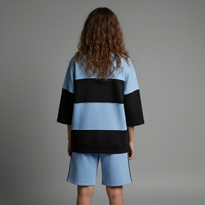 Ensemble 2 pièces pour femme 100% coton OEM/ODM, logo brodé personnalisé, streetwear hip hop, confortable, bicolore, ensemble twin pour femmes - Product Image 2