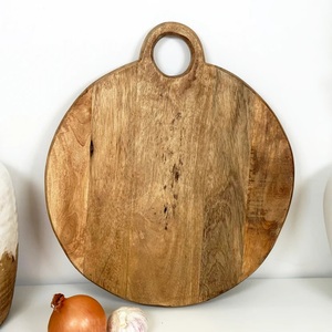 Tabla de Cortar Redonda de Madera de Acacia Premium, Diseño Grueso y Resistente, Apta para Cuchillos, para Cortar, Servir, Uso en la Cocina y Decoración - Product Image 5