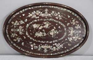 Decor Impex Natural Wood Round Serving <b>Tray</b> with Wavy Edge Modern Design Gift for <b>Candles</b> Books & Vase Home Decoration - Product Image 2