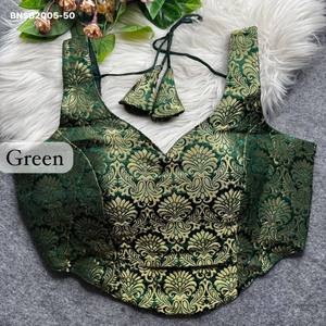 Blouse sans manches de style corset, de qualité supérieure, en tissu King Khab Banarasi, avec un motif de tissage Zari et une finition en tricot, exportateur indien - Product Image 5