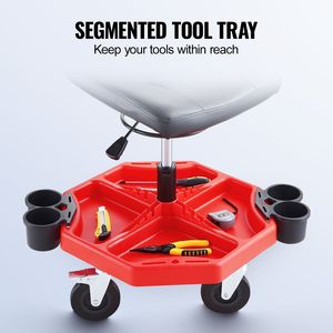 Sgabello Regolabile per Riparazioni Auto con Cuscino Comfort 17 x 15 e Vassoio Portaoggetti, Ruote da 5 Pollici - Product Image 4