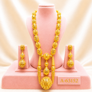 Flower Pattern 24K Gold Plated Brass Zircon Jewelry <b>Set</b> Necklace Earrings Women's Bridal Trendy Style A-63157 - Product Image 4