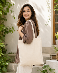 <b>Canvas</b> Tote <b>Bag</b> Solid Color Open Top Minimalist Style All Seasons <b>Large</b> Capacity Shopping <b>Bag</b> with Custom Logo - Product Image 3