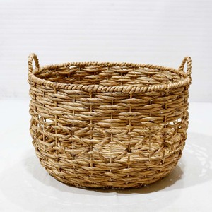 Water Hyacinth Laundry Storage <b>Basket</b> Blanket <b>Basket</b> Handwoven <b>Basket</b> Round wicker bin Open Weave <b>Hamper</b> with Handles - Product Image 1