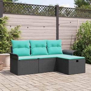 Ensemble de canapé de jardin en polyrotin 4 pièces avec coussins de rangement, collection de meubles de jardin - Product Image 1