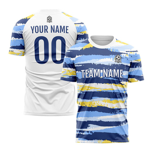 Men's <b>Light</b> Blue Striped Printed Sublimated Soccer Jersey Short Sleeve O-Neck Moisture Wicking Regular Fit Summer All Team - Product Image 3
