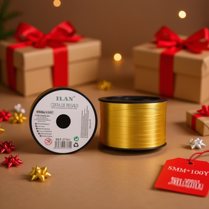 Nastro regalo Ilan 5 mm x 100 iarde colore oro metallizzato per confezioni - Product Image 2