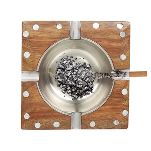 Cenicero de Cigarrillos y Cigarros de Madera Natural con Diseño Moderno, Cuenco Metálico Profundo, Universal, Marca Internacional, Precio al por Mayor, Calidad Lujosa - Product Image 1